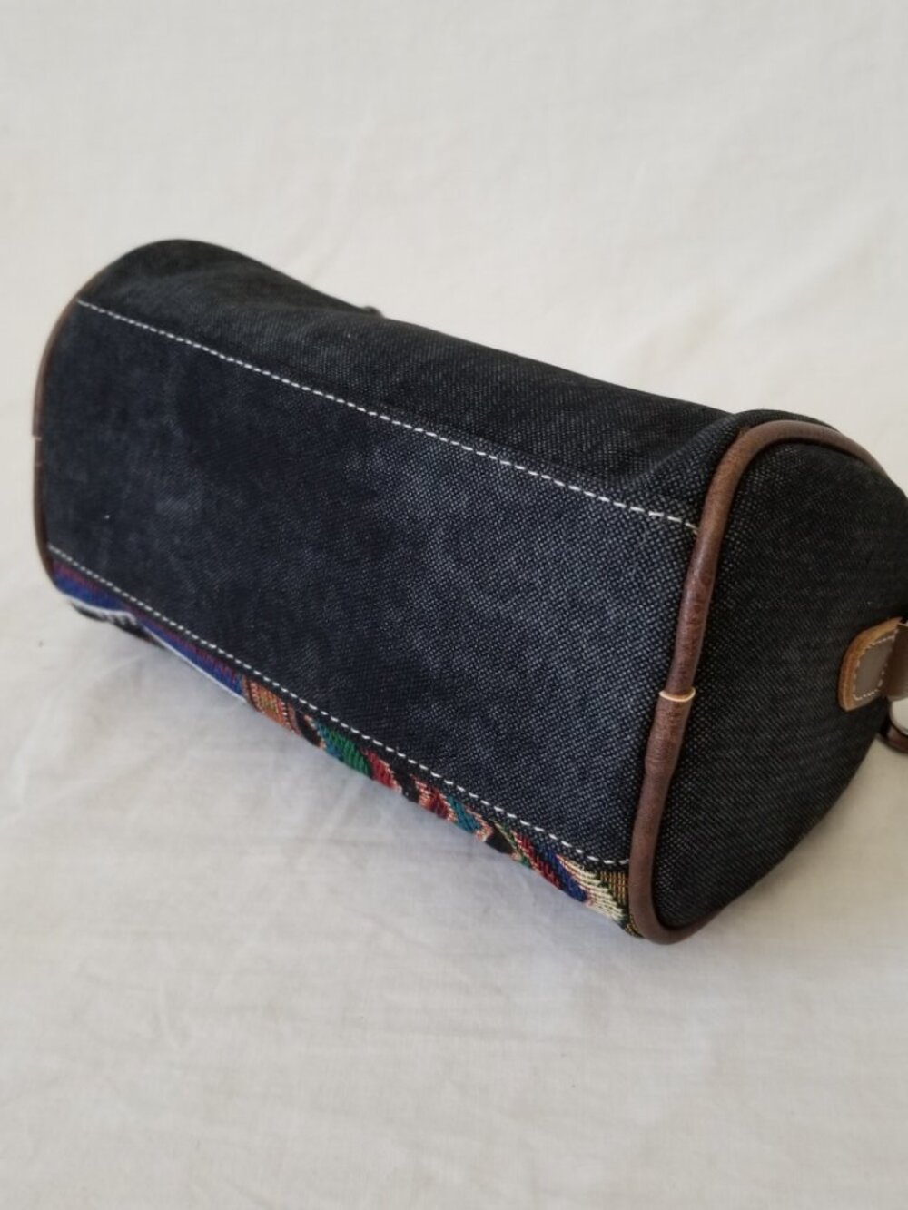 NWT! Boho Purse Shoulder Bag -Faux Leather & Denim w/Colorful Embroidered Design - Picture 6 of 10